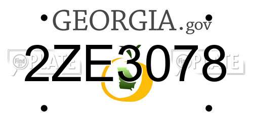 2ZE3078 Georgia License Plate