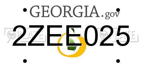 2ZEE025 Georgia License Plate