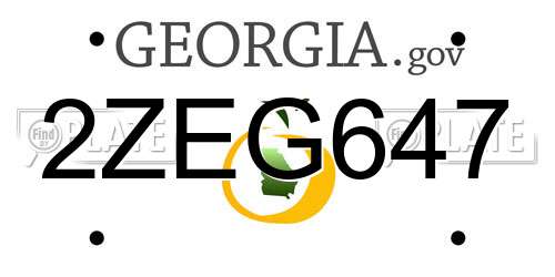 2ZEG647 Georgia License Plate