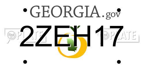 2ZEH17 Georgia License Plate