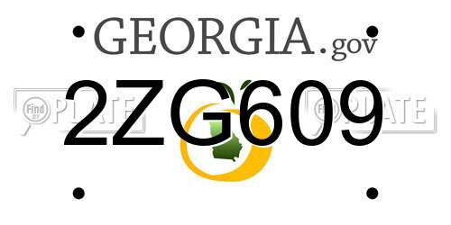 2ZG609 Georgia License Plate