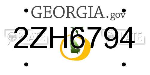 2ZH6794 Georgia License Plate