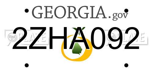 2ZHA092 Georgia License Plate