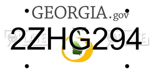 2ZHG294 Georgia License Plate