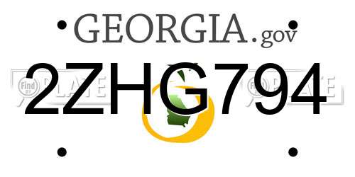 2ZHG794 Georgia License Plate