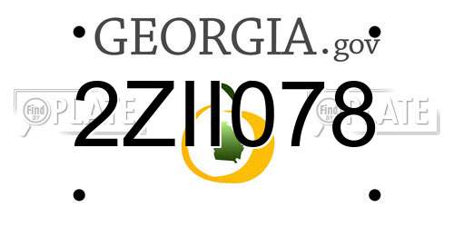 2ZII078 Georgia License Plate