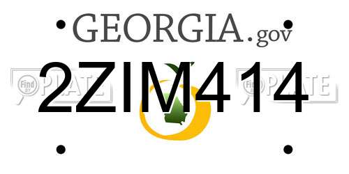 2ZIM414 Georgia License Plate