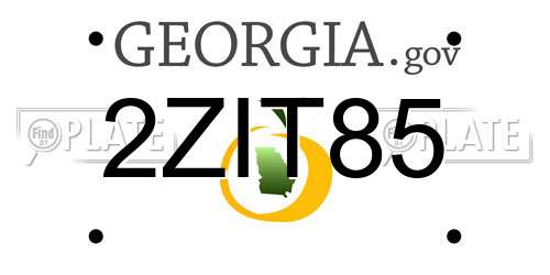 2ZIT85 Georgia License Plate