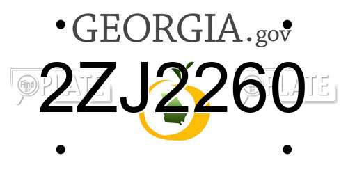 2ZJ2260 Georgia License Plate