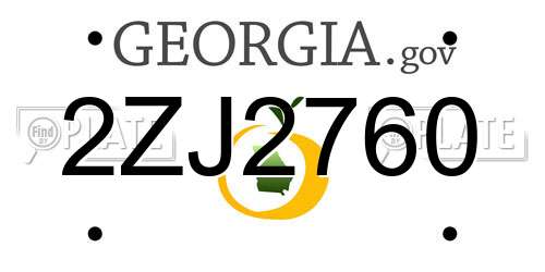 2ZJ2760 Georgia License Plate
