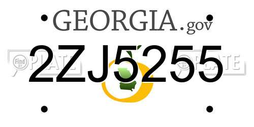 2ZJ5255 Georgia License Plate