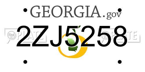 2ZJ5258 Georgia License Plate