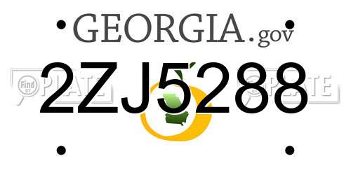2ZJ5288 Georgia License Plate