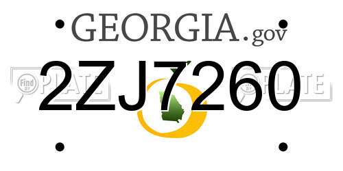 2ZJ7260 Georgia License Plate