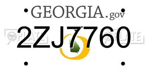 2ZJ7760 Georgia License Plate