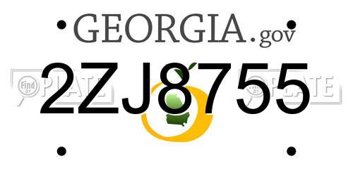 2ZJ8755 Georgia License Plate