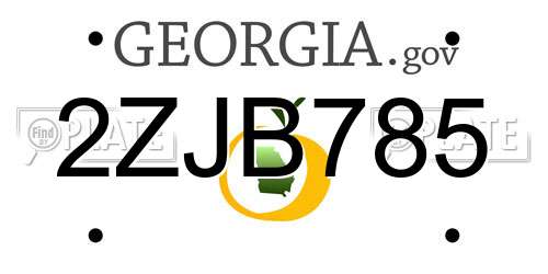 2ZJB785 Georgia License Plate