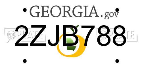 2ZJB788 Georgia License Plate