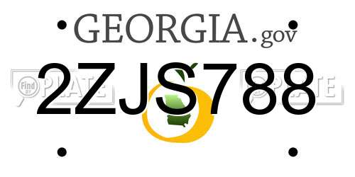 2ZJS788 Georgia License Plate