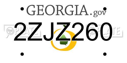 2ZJZ260 Georgia License Plate