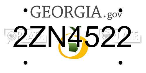2ZN4522 Georgia License Plate