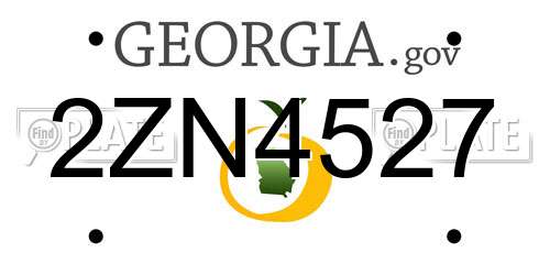 2ZN4527 Georgia License Plate