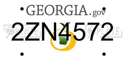2ZN4572 Georgia License Plate
