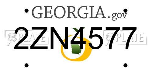 2ZN4577 Georgia License Plate