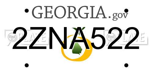 2ZNA522 Georgia License Plate
