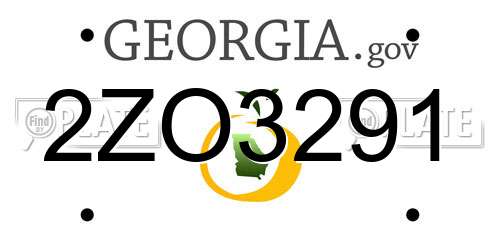 2ZO3291 Georgia License Plate