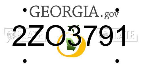 2ZO3791 Georgia License Plate