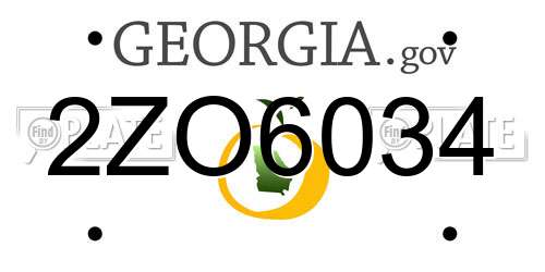 2ZO6034 Georgia License Plate