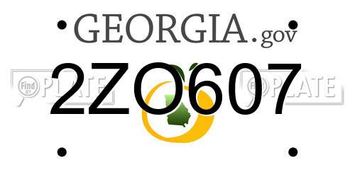 2ZO607 Georgia License Plate