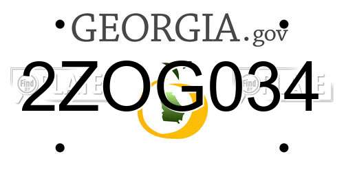 2ZOG034 Georgia License Plate