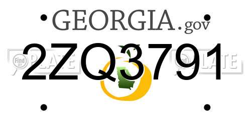 2ZQ3791 Georgia License Plate