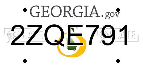 2ZQE791 Georgia License Plate