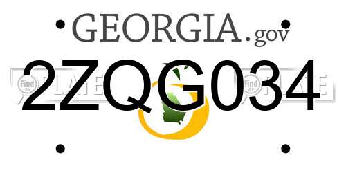 2ZQG034 Georgia License Plate