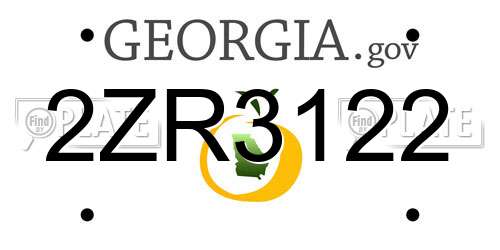 2ZR3122 Georgia License Plate