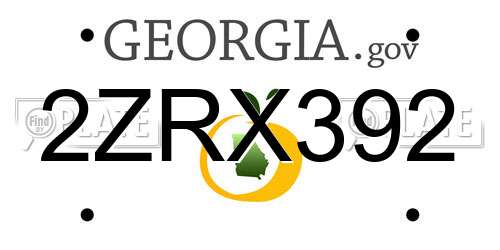 2ZRX392 Georgia License Plate