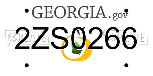 2ZS0266 Georgia License Plate