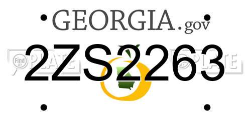 2ZS2263 Georgia License Plate