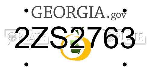 2ZS2763 Georgia License Plate