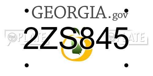 2ZS845 Georgia License Plate