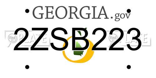 2ZSB223 Georgia License Plate