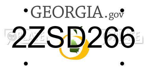 2ZSD266 Georgia License Plate