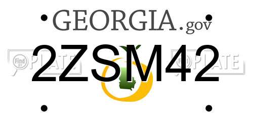 2ZSM42 Georgia License Plate
