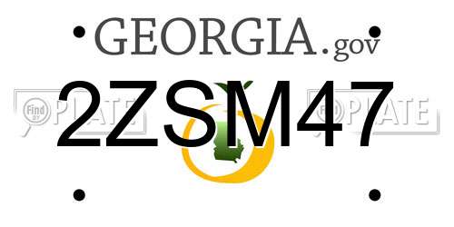 2ZSM47 Georgia License Plate