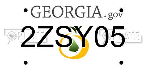 2ZSY05 Georgia License Plate