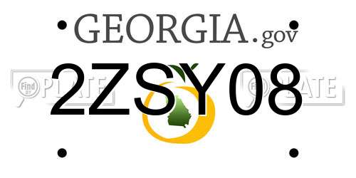 2ZSY08 Georgia License Plate