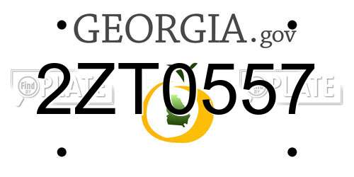 2ZT0557 Georgia License Plate